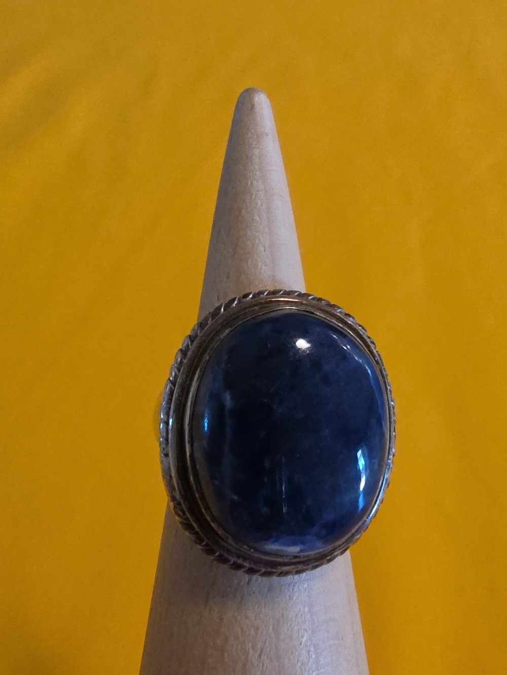 Vintage 925 ▪︎ Large Oval Blue Natural Kyanite Cabochon ▪︎ Statement Ring